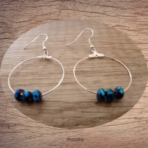 Maolia - Boucles d'oreilles créoles bleues cristal