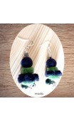 Maolia - Boucles d'oreilles en laine bouillie et perles naturelles