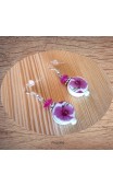 Maolia - Boucles d'oreilles céramique blanche et rose