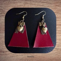 Maolia - Boucles d'oreilles cuir forme trapèze