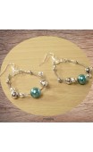 Boucles d'oreilles perles bleues et argent 3 fils 