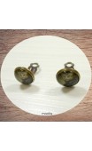 Boucles d'oreilles clips bronze chat vêtu