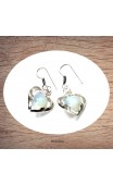 Boucles d'oreilles cœur argent avec perle en opale 