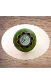 Bague bouton coco vert cabochon forme fleur