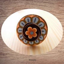 Bague bouton coco marron fleur polymère