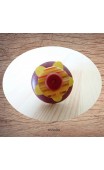 Bague bouton coco rouge fleur jaune perle de verre