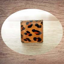 Bague cabochon carrée peau de léopard 2