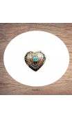 Bague forme coeur argenté avec perle de couleur