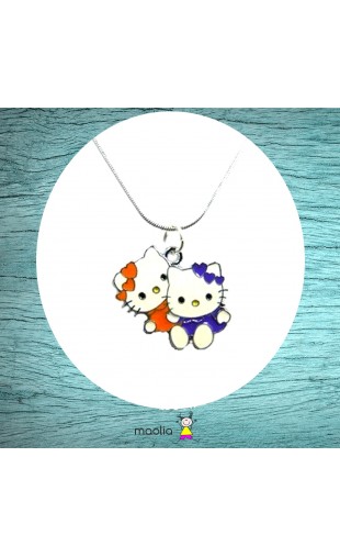 Collier duo petites chattes 