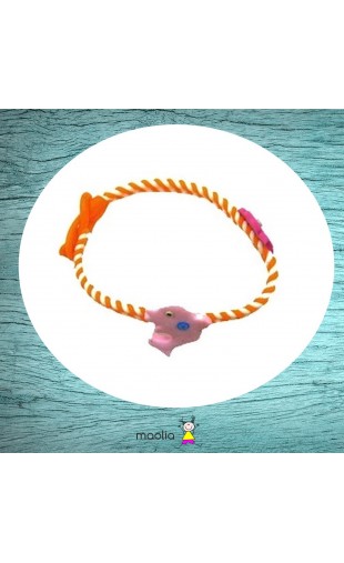 Bracelet tressé orange aux dauphins