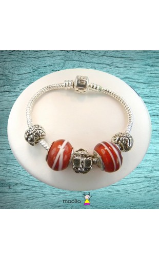 Bracelet Pandamaolia perles rouges et grenouille