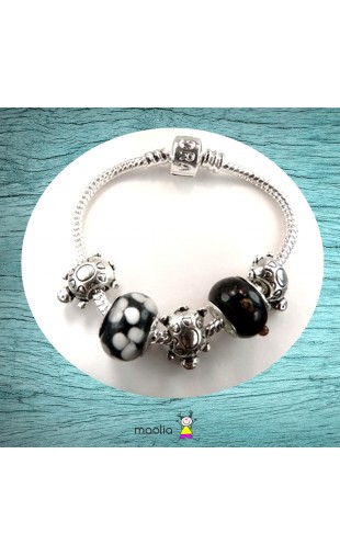 Bracelet Pandamaolia tortues et perles de verre 