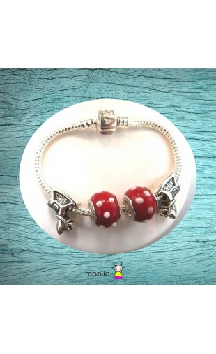 Bracelet Pandamaolia chevaux et perles rouges à pois