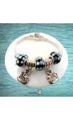 Bracelet Pandamaolia chattes et perles tons bleus
