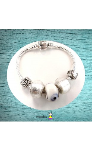 Bracelet Pandamolia perles blanches lumineuses