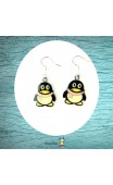 Boucles d'oreilles pingouin noir et jaune
