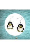Boucles d'oreilles pingouin noir et jaune