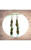 Maolia - Boucles d'oreilles feuilles et perles turquoise