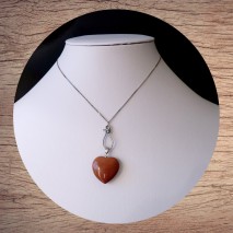 Maolia - Collier coeur pierre de soleil chaine argent