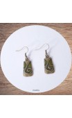 Maolia - Boucles d'oreilles rectangle émaillé bronze et vert