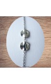 Maolia - Sautoir chaîne acier et perles roses