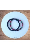 Maolia - Bracelet perles naturelles deux rangs onyx et agate