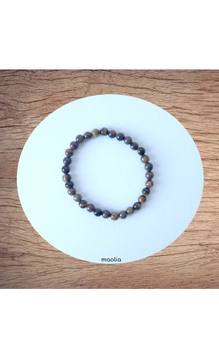 Bracelet perles naturelles deux rangs onyx et pierre de lave