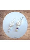 Maolia - Boucles d'oreilles fleur et perles blanches