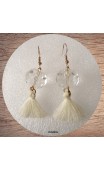 Maolia - Boucles d'oreilles perle cristal et pompon