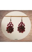 Maolia - Boucles d'oreilles fleur et perles rouges