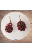 Maolia - Boucles d'oreilles fleur et perles rouges