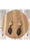 Maolia - Boucles d'oreilles pendantes ocre et noir