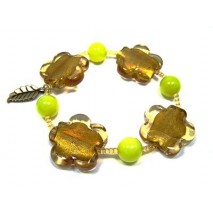 Bracelet perles de verre lampwork brun orangé