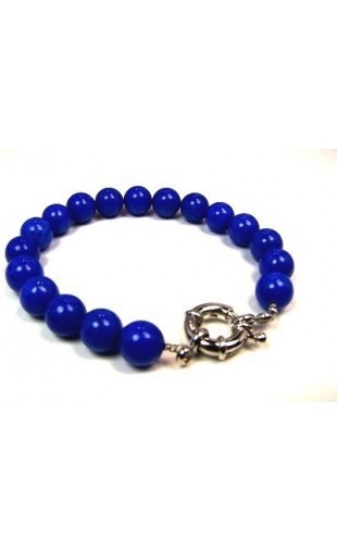 Bracelet bleu perles rondes lapis lazuli 