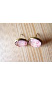 Maolia - Boucles d'oreilles cabochon feuilles roses